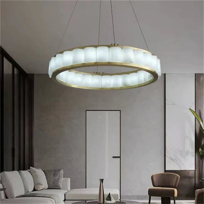 Blushlighting Alabaster Circle Round Pendent Light, Galaxy Pendant Light