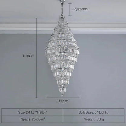 11-Tier  Extra Large Crystal Chandelier in Chrome Finish
