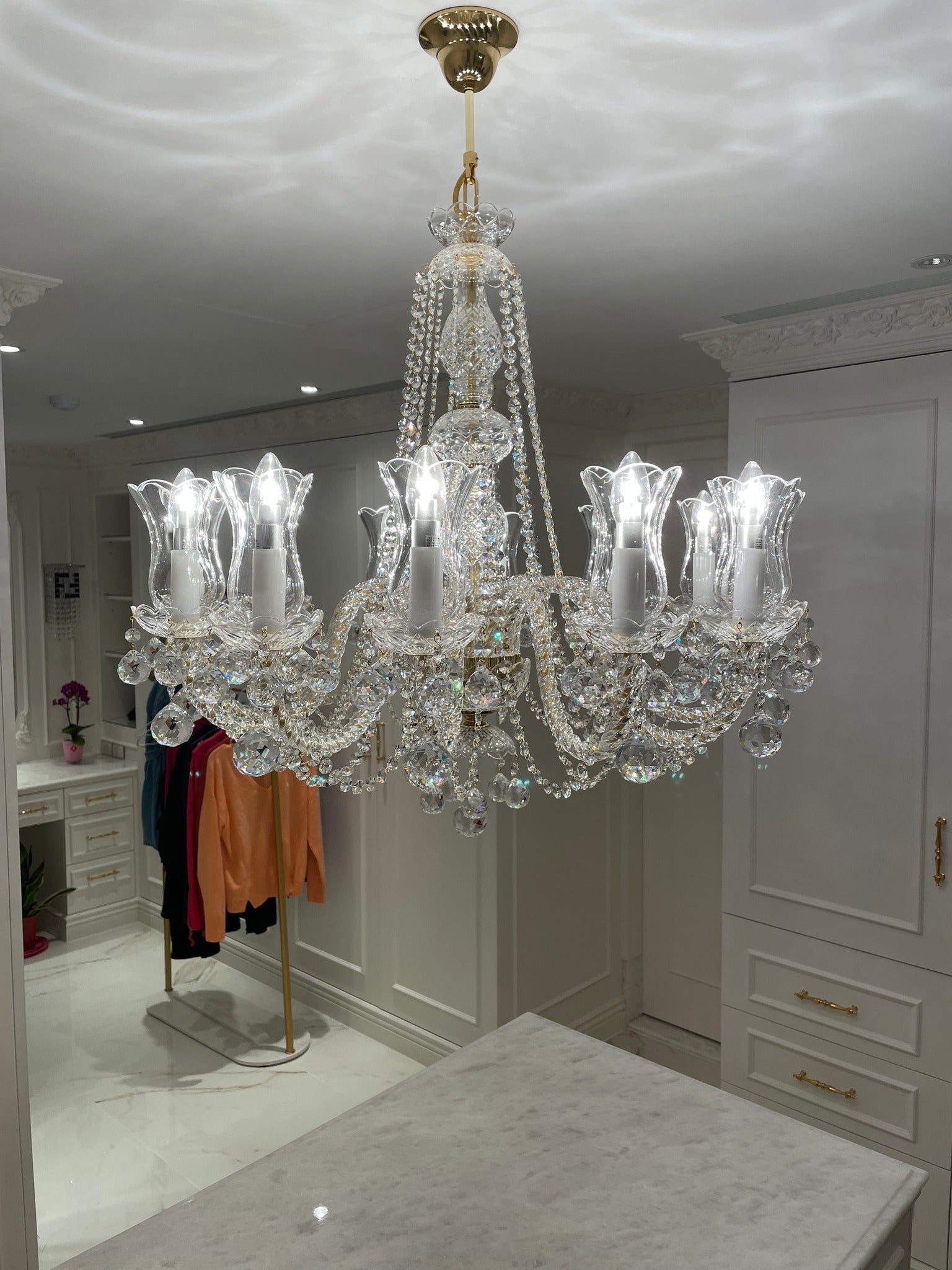 12/30-Light Candle Light Crystal Chandelier