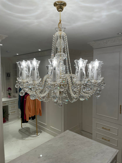 12/30-Light Candle Light Crystal Chandelier