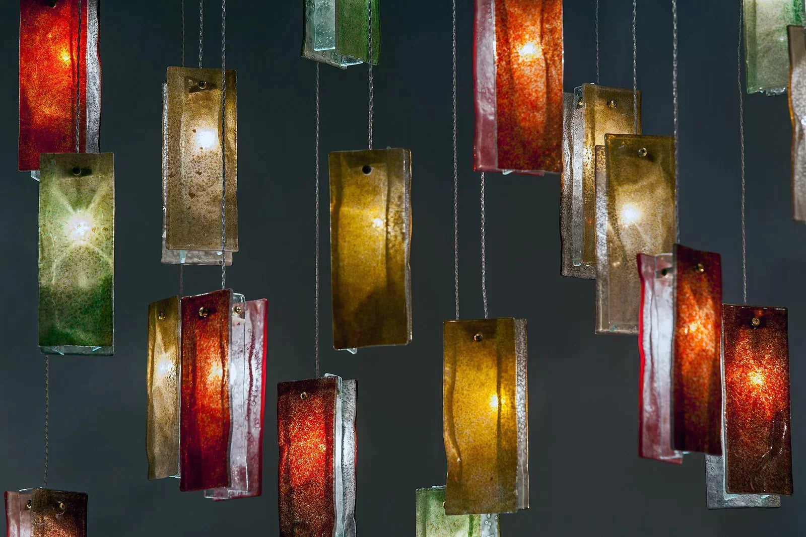 1/25/60/84-Light Colorful Rectangle Cluster Glass Tile Pendant/Chandelier