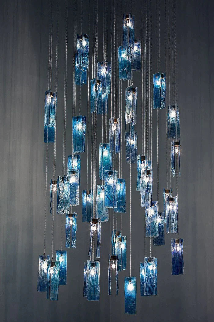 1/25/60/84-Light Colorful Rectangle Cluster Glass Tile Pendant/Chandelier