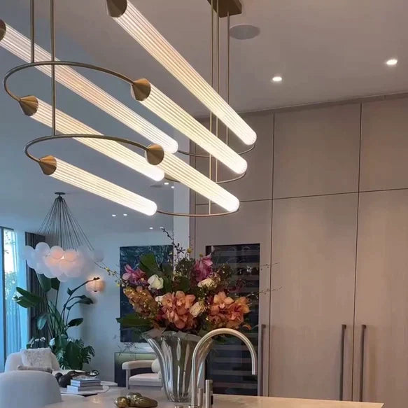 1/3-Layer Brass Ellipse Horizontal Extra Large LED Chandelier