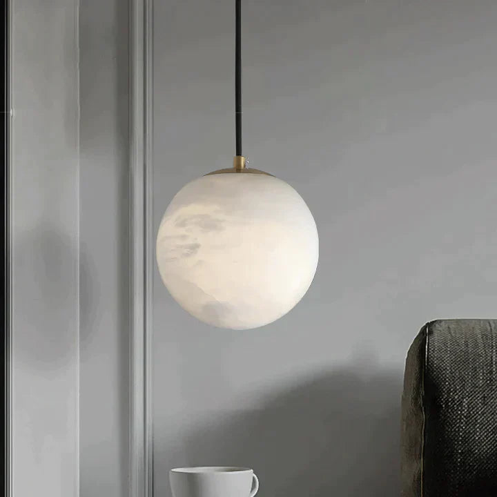Alabaster Ball Pendant Light, Island Mini Pendant Light
