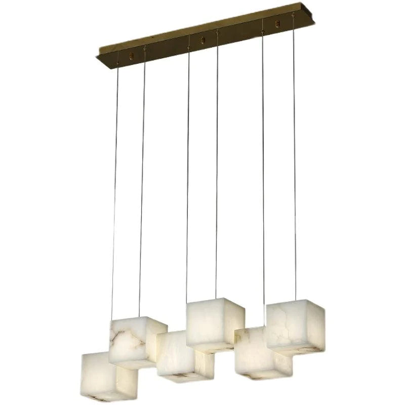 Alabaster Cubic Pendant For Dining Table, Kitchen Island Pendant