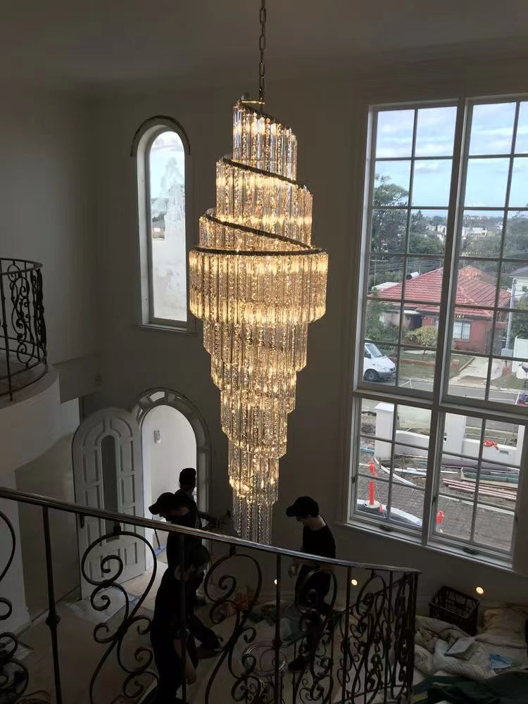 2023 New Arrival Sprial Crystal Chandelier For Foyer Staircase