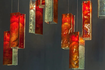 1/25/60/84-Light Colorful Rectangle Cluster Glass Tile Pendant/Chandelier