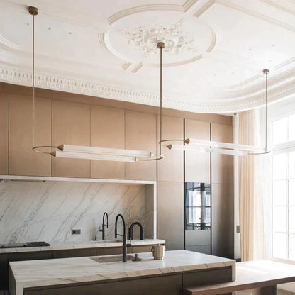 1/3-Layer Brass Ellipse Horizontal Extra Large LED Chandelier