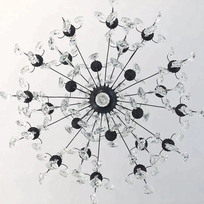 12/18-Light Candle Crystal Chandelier in Black Finish