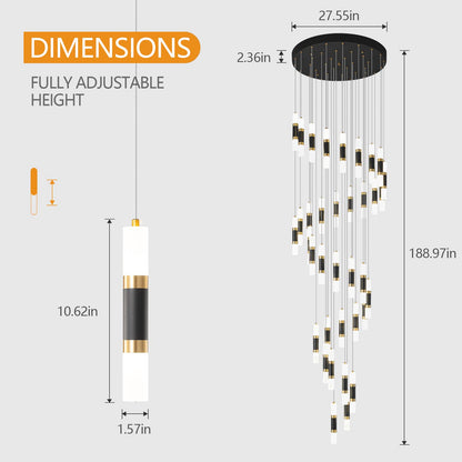 36-Light Modern Kitchen Island Black Gold Ceiling Pendant Light