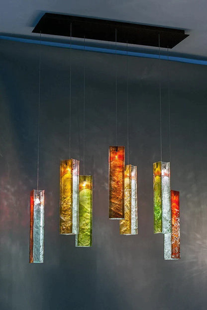 1/25/60/84-Light Colorful Rectangle Cluster Glass Tile Pendant/Chandelier