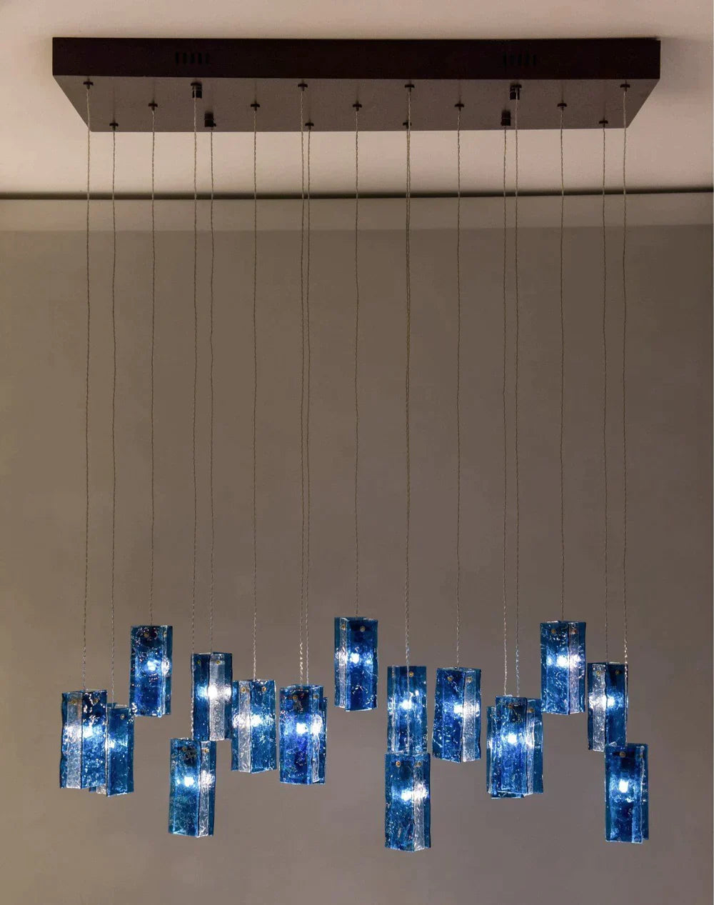 1/25/60/84-Light Colorful Rectangle Cluster Glass Tile Pendant/Chandelier