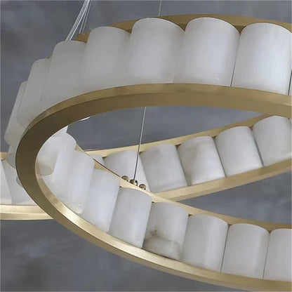 Blushlighting Alabaster Circle Round Pendent Light, Galaxy Pendant Light