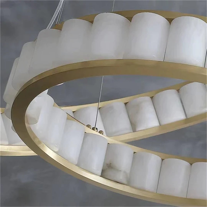 Blushlighting Alabaster Circle Round Pendent Light, Galaxy Pendant Light