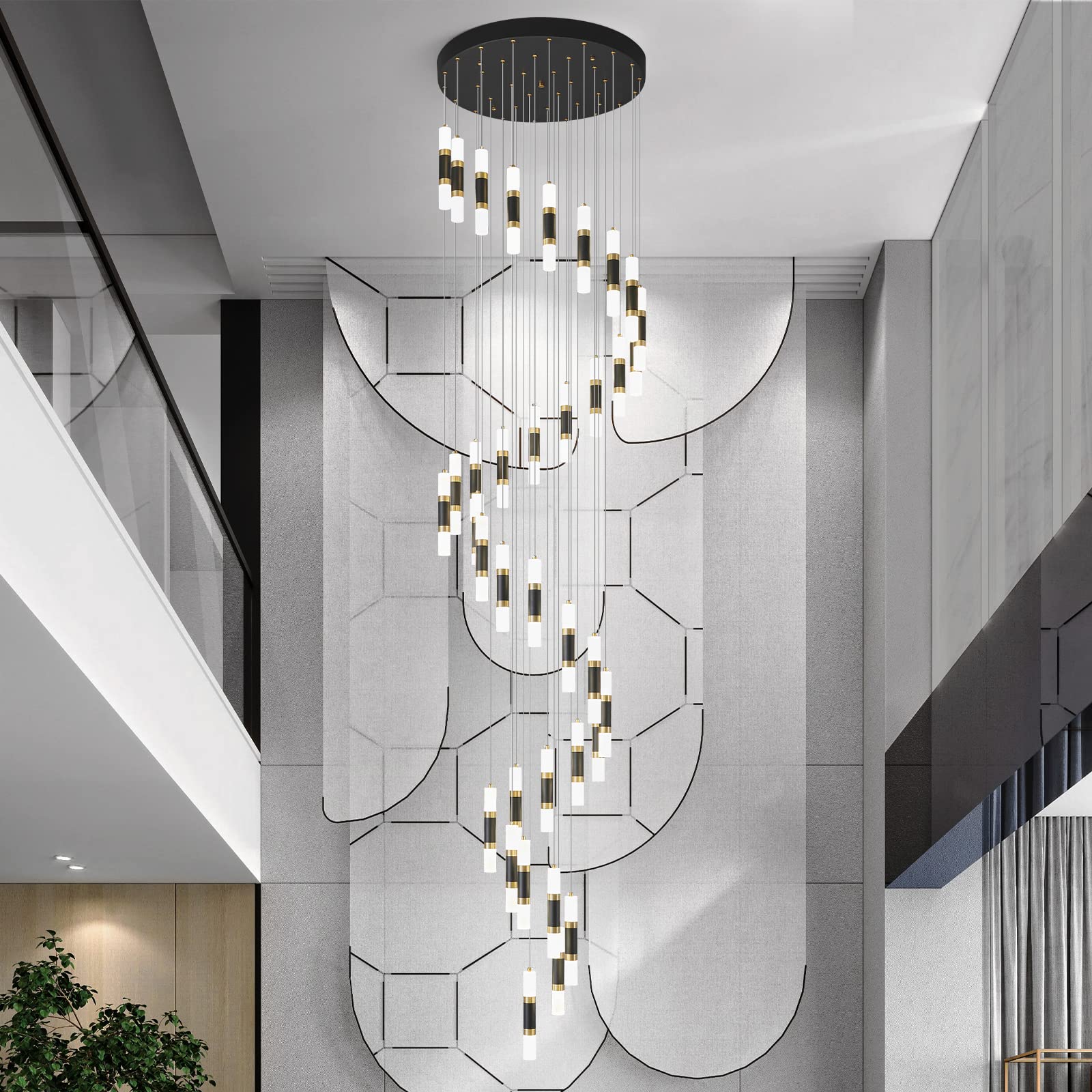 36-Light Modern Kitchen Island Black Gold Ceiling Pendant Light