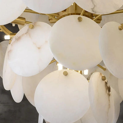 kaleena Alabaster Multi-Tiered Round Chandelier For Living Room, Upscale Chandelier Lighting
