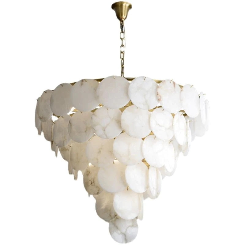 kaleena Alabaster Multi-Tiered Round Chandelier For Living Room, Upscale Chandelier Lighting