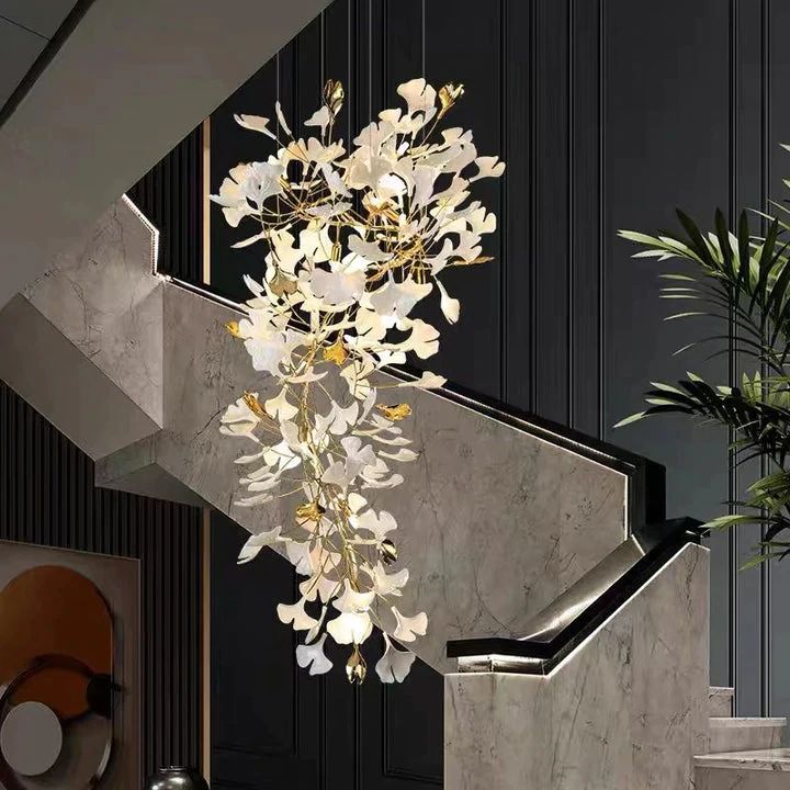 Blus Lighting Ceramic Ginkgo Ceramic Chandelier
