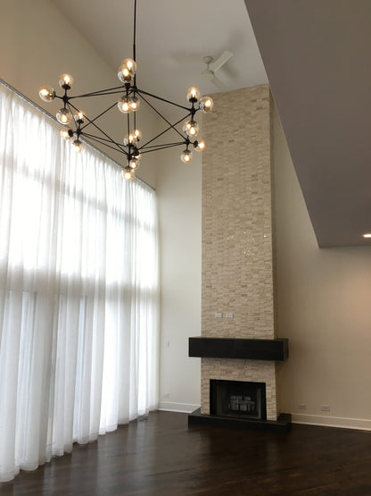 10/15/21-Light Black Diamond Industrial Glass Chandelier