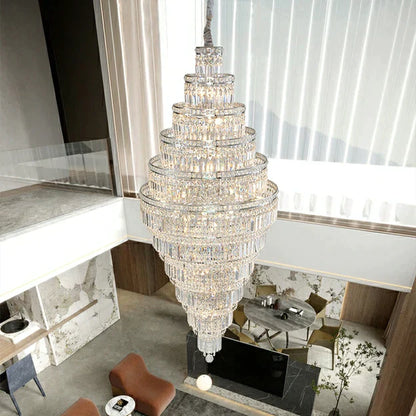 11-Tier  Extra Large Crystal Chandelier in Chrome Finish