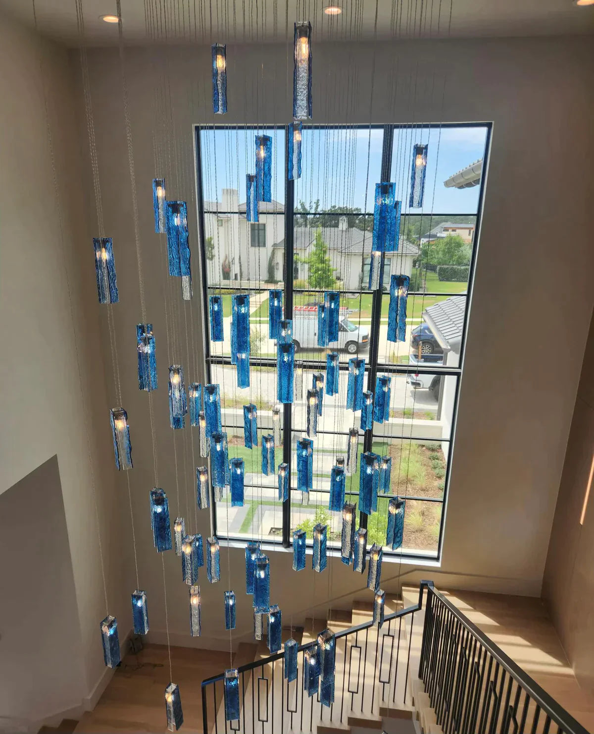1/25/60/84-Light Colorful Rectangle Cluster Glass Tile Pendant/Chandelier