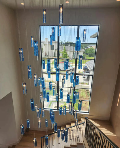 1/25/60/84-Light Colorful Rectangle Cluster Glass Tile Pendant/Chandelier