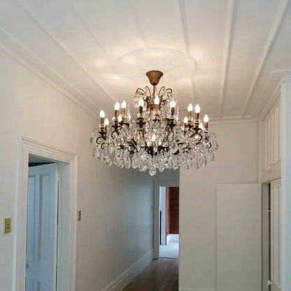 12/18-Light Candle Crystal Chandelier in Black Finish