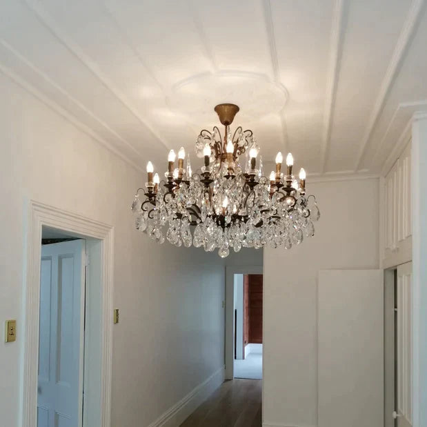 12/18-Light Candle Crystal Chandelier in Black Finish