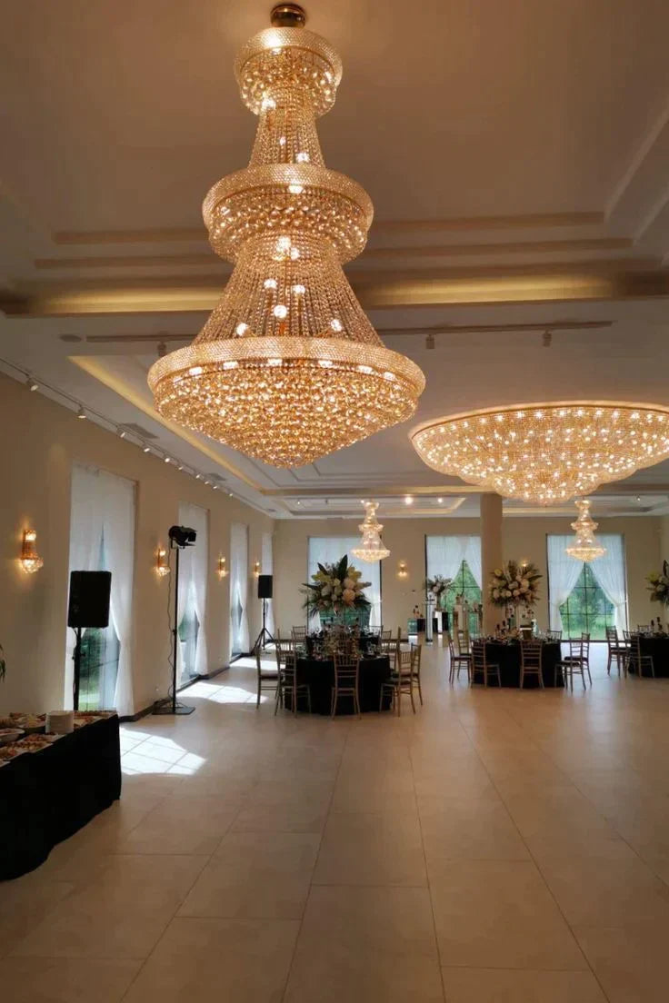 3-Tier Empire Gold/Chrome Crystal Chandelier