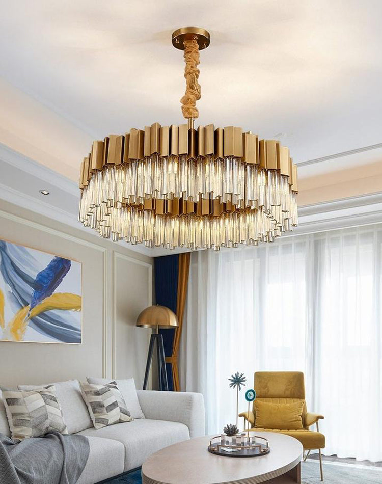 Blus Lighting Kubica Round Crystal Chandelier