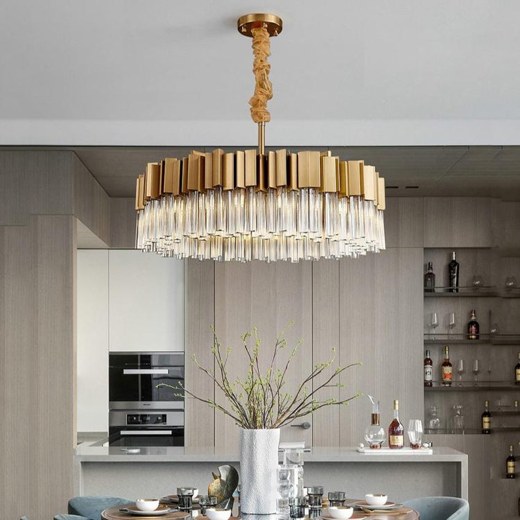 Blus Lighting Kubica Round Crystal Chandelier