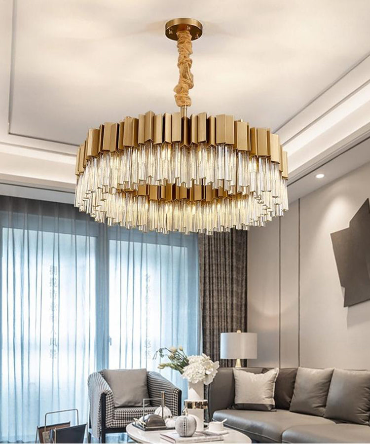 Blus Lighting Kubica Round Crystal Chandelier