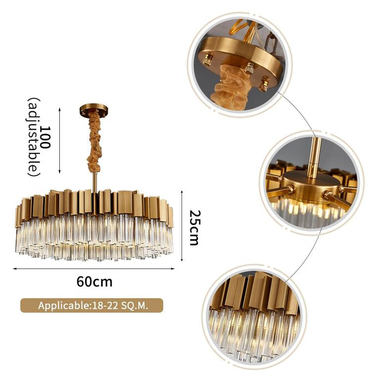Blus Lighting Kubica Round Crystal Chandelier