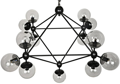 10/15/21-Light Black Diamond Industrial Glass Chandelier