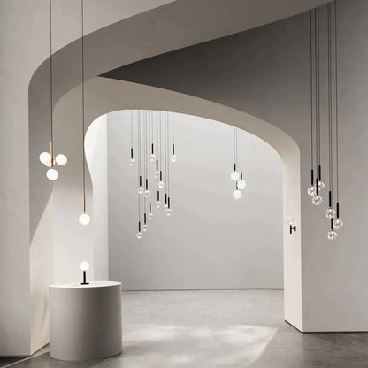 1/3/6/13-Globes Clear/White Glass Pendant Chandelier