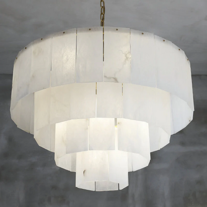 Blus Lighting Modern Alabaster Multi-Layer Round Chandelier D31"