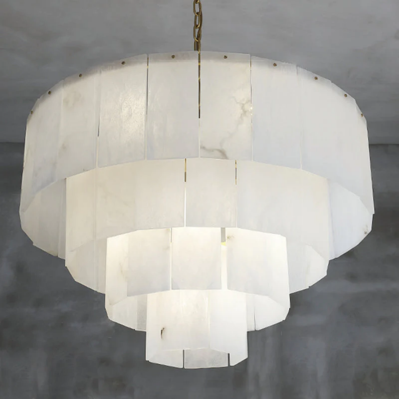 Blus Lighting Modern Alabaster Multi-Layer Round Chandelier D31"