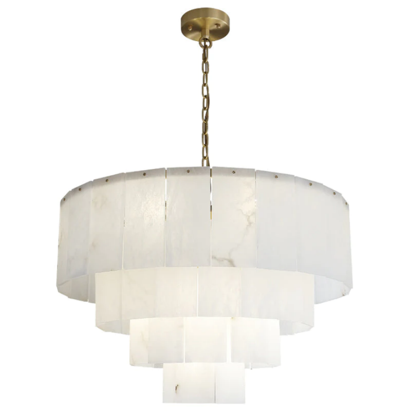 Blus Lighting Modern Alabaster Multi-Layer Round Chandelier D31"