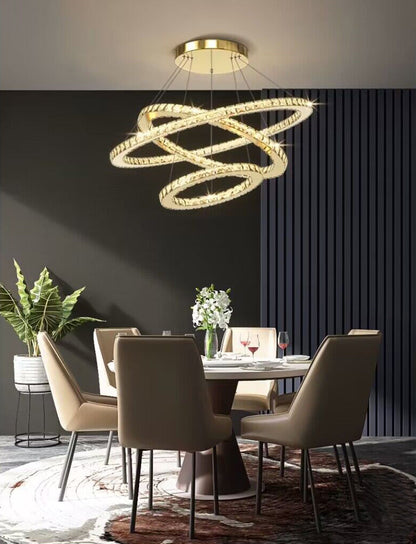 2022 New Oversized Modern Gold Multi-layered Ring Ceiling Crystal Chandelier For High Ceiling Living Room/ Dining Room/Foyer
