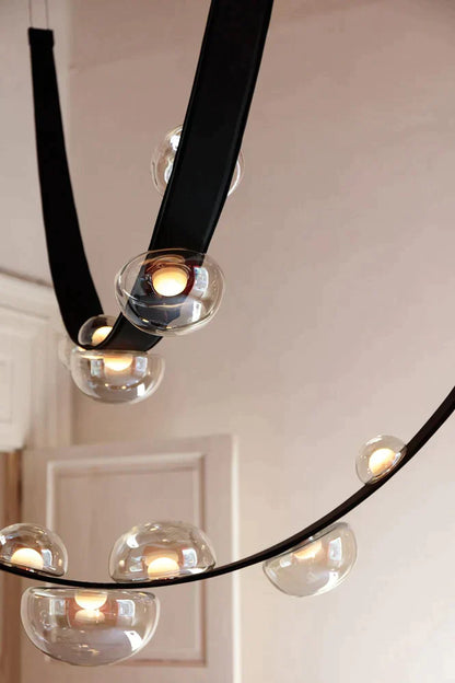 1/2-Leather Belt Glass Chandelier