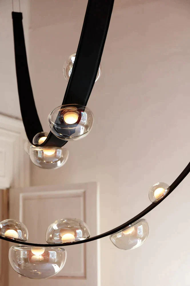 1/2-Leather Belt Glass Chandelier