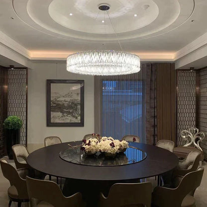 1-Tier Round Crystal Beads Drum Chandelier