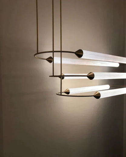 1/3-Layer Brass Ellipse Horizontal Extra Large LED Chandelier