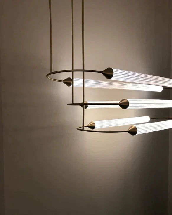 1/3-Layer Brass Ellipse Horizontal Extra Large LED Chandelier