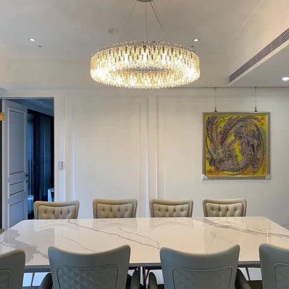 1-Tier Round Crystal Beads Drum Chandelier