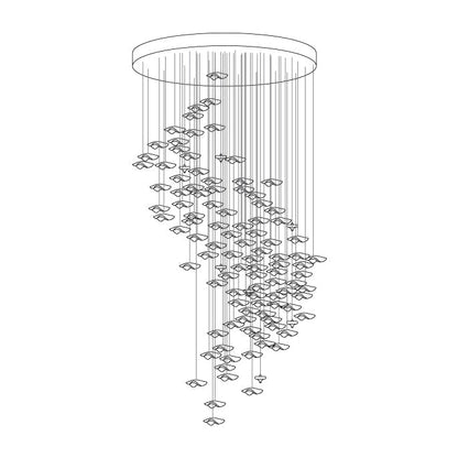 Mabel Glass Chandelier, Modern Square Glass Spiral Long Pendant Chandelier