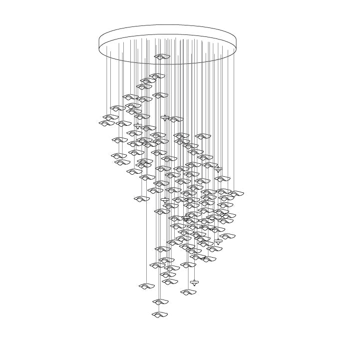 Mabel Glass Chandelier, Modern Square Glass Spiral Long Pendant Chandelier