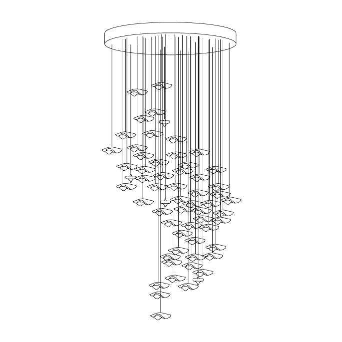 Mabel Glass Chandelier, Modern Square Glass Spiral Long Pendant Chandelier