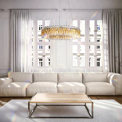 1-Tier Round Crystal Beads Drum Chandelier