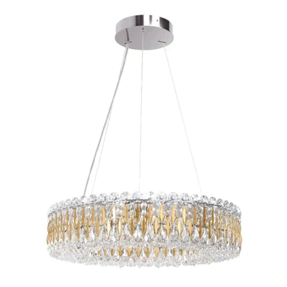 1-Tier Round Crystal Beads Drum Chandelier